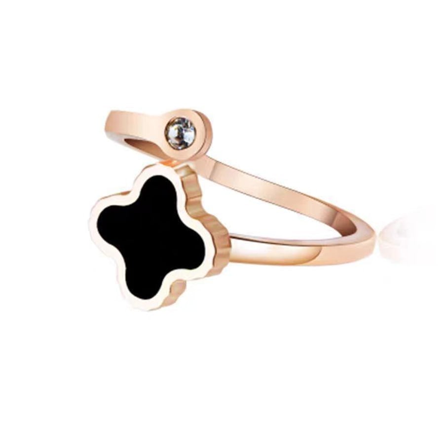 Bague ouverte trèfle noir
