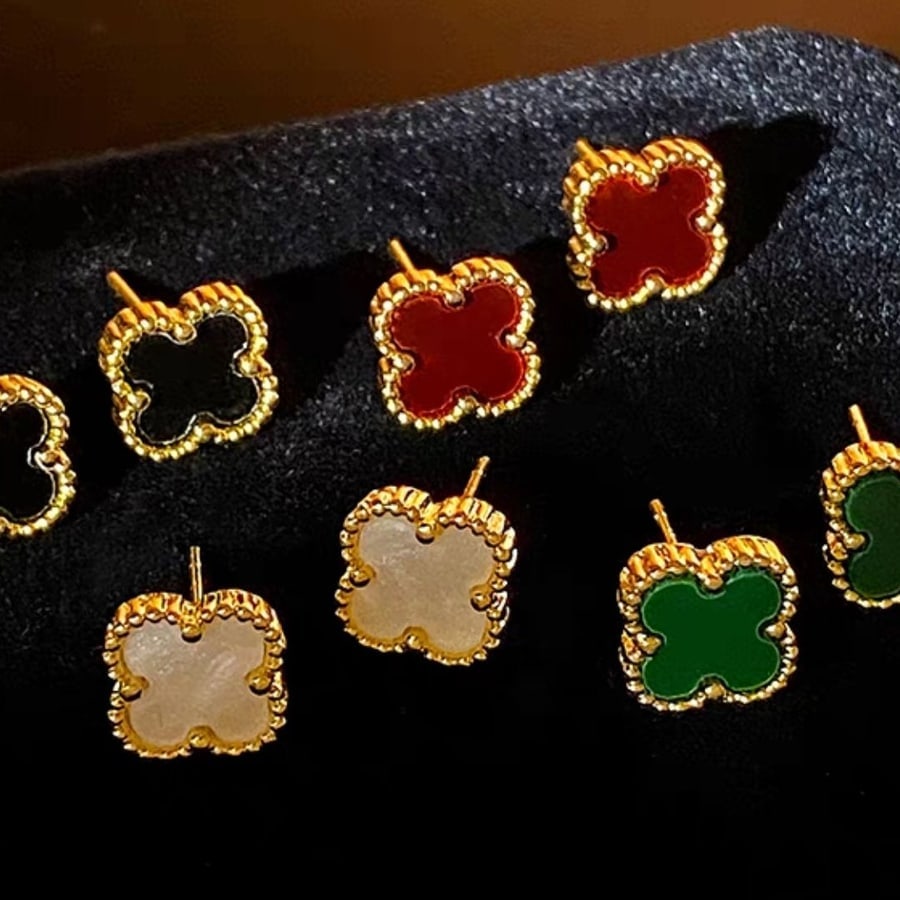 Boucles trèfle multicolore dorées